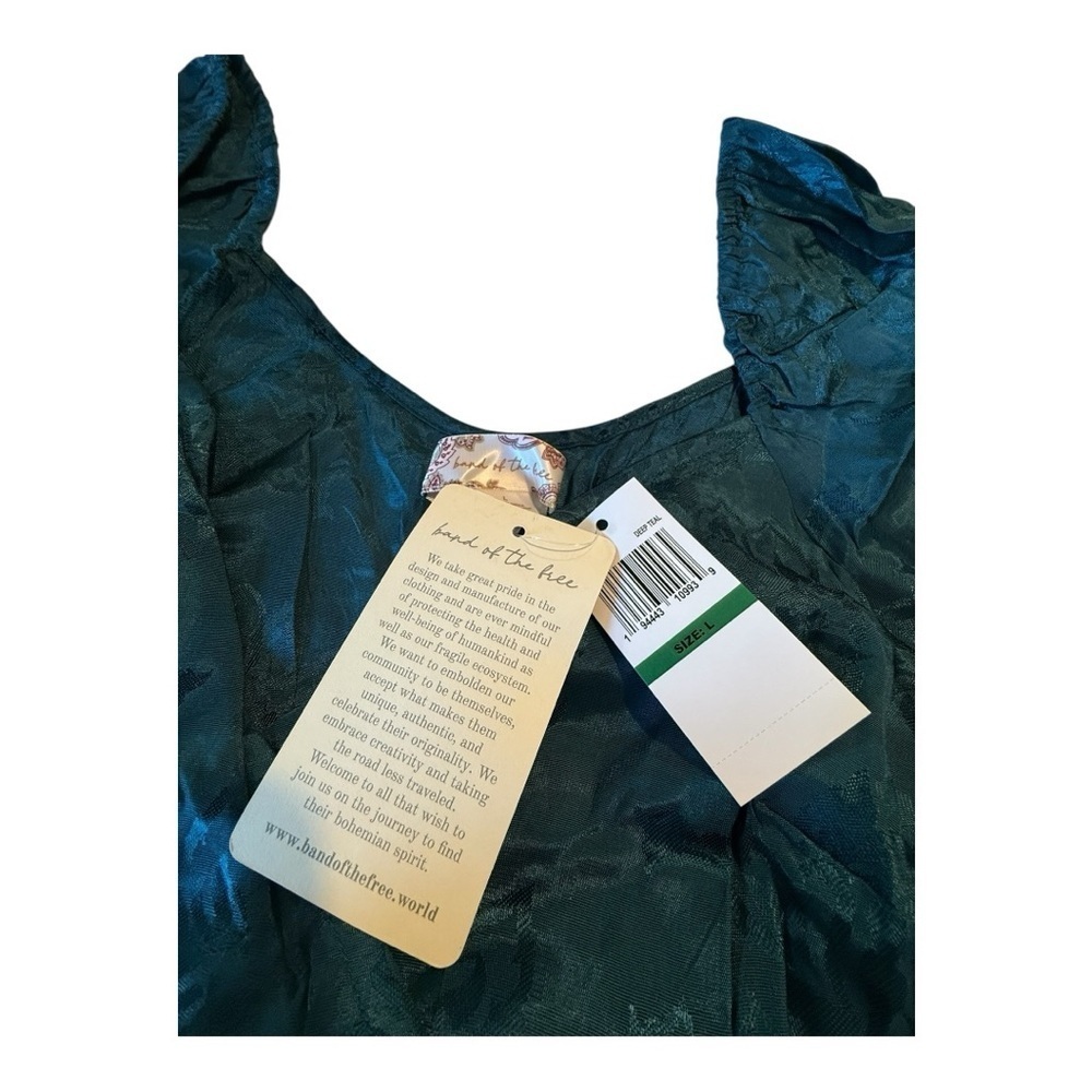 Band Of The Free Camille Crossover Crop Top Deep Teal Boho Cottage Gypsy NEW - Picture 11 of 15